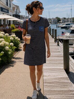 Coastal Prep Nautical Stripe T Shirt Dress, Tommy Hilfiger Chic